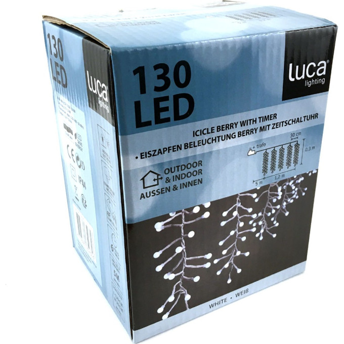Новогодняя светодиодная гирлянда LUCA LIGHTING, капельки, белый свет, 400 ламп, 1000 см 84914